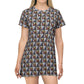 CAK bird dress All-Over Print T-Shirt Dress — Colorful Abstract Patterned Casual Dress
