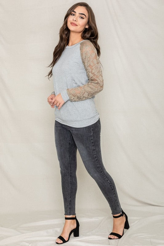 Lace Sleeve Raglan Tunic