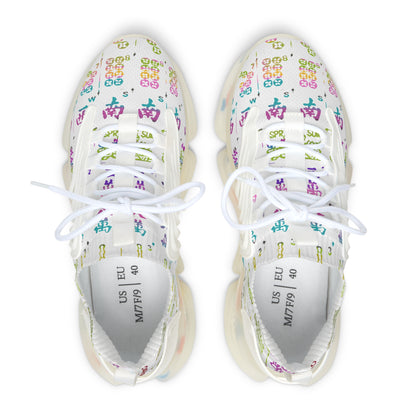 Women's Mahjong Mesh Sneakers — Lightweight Breathable Running Shoes with Colorful Tile Pattern