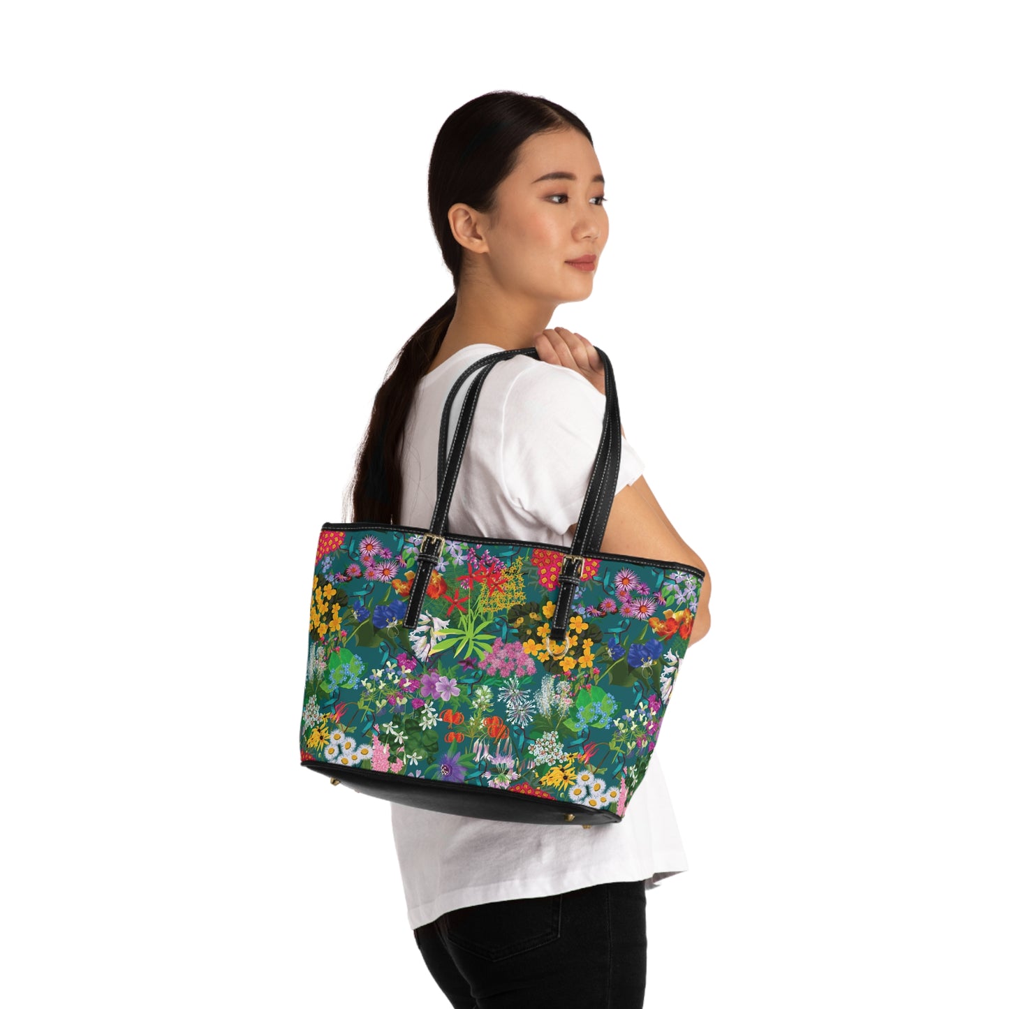 Ohio flowers -Compass PU Leather Shoulder Bag