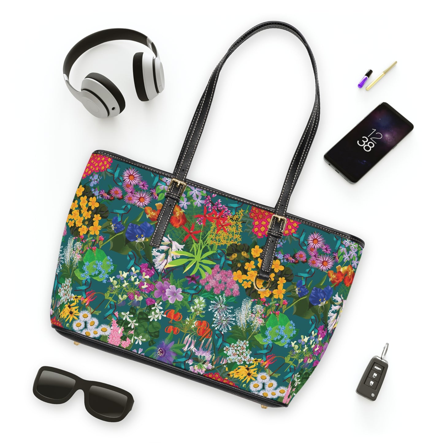 Ohio flowers -Compass PU Leather Shoulder Bag