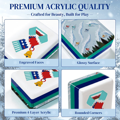 ApresSki Winter American Mahjong Tiles with skiers