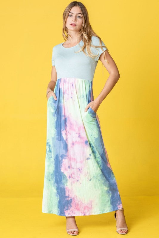 Two Tone Tie Dye Maxi Dress