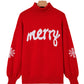 Fiery Red Merry Snowflake Pattern Christmas Turtleneck Sweater
