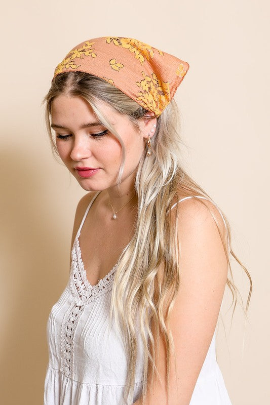 Bohemian Floral Lace Headscarf