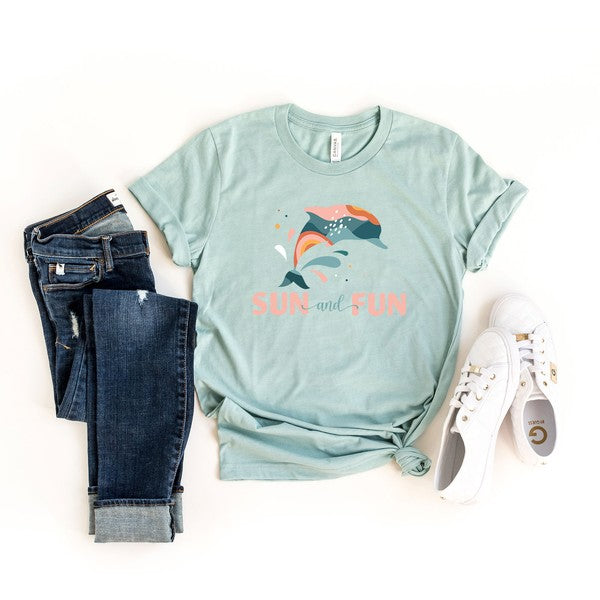 Boho Sun And Fun Dolphin Short Sleeve Tee