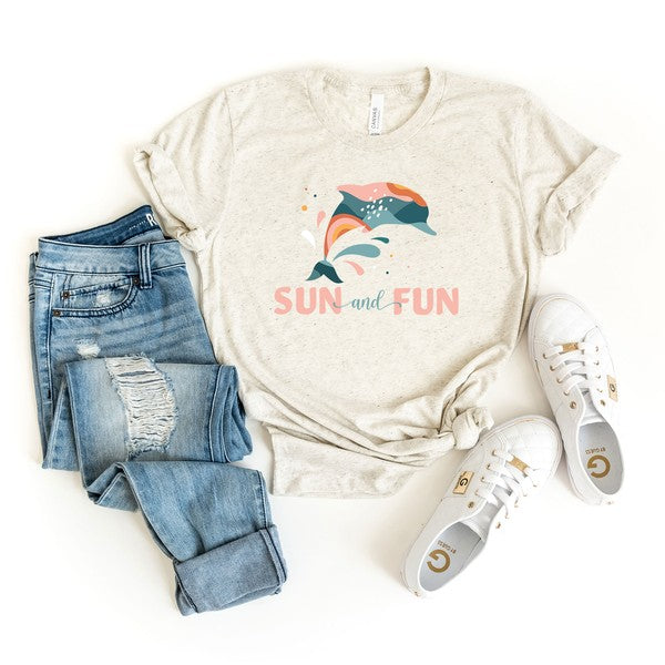 Boho Sun And Fun Dolphin Short Sleeve Tee