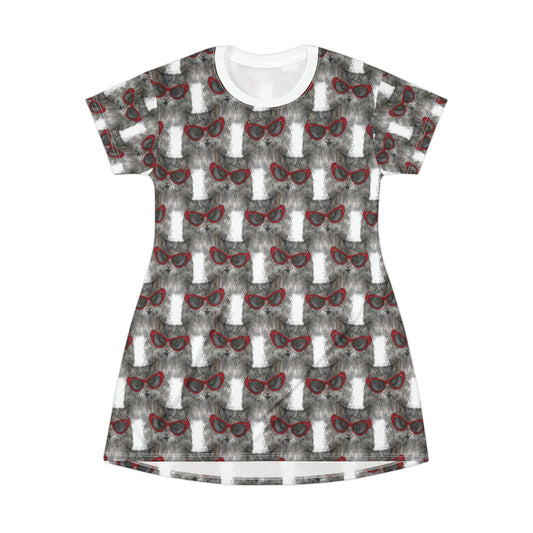 Catty glasses T-Shirt Dress (AOP)