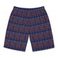 The Delamater Series- Abstract Men's Geometric Blue Mosaic Board Shorts — All-Over Print