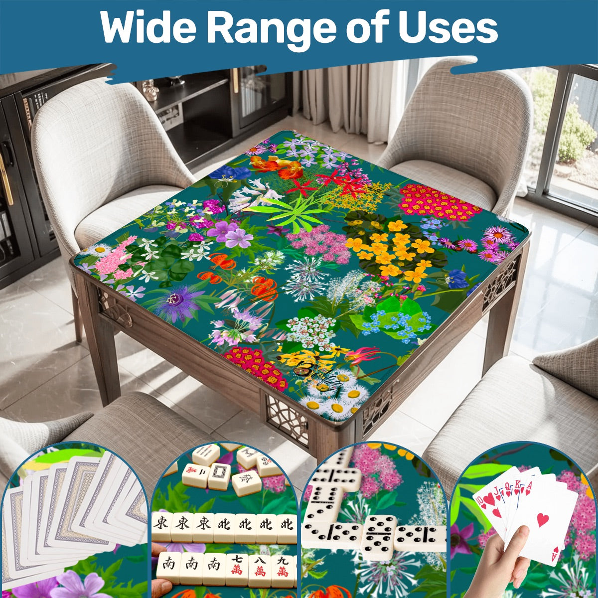 Folk art floral series - Mahjong Mat 31.5"x31.5" (Ship Rolled up)