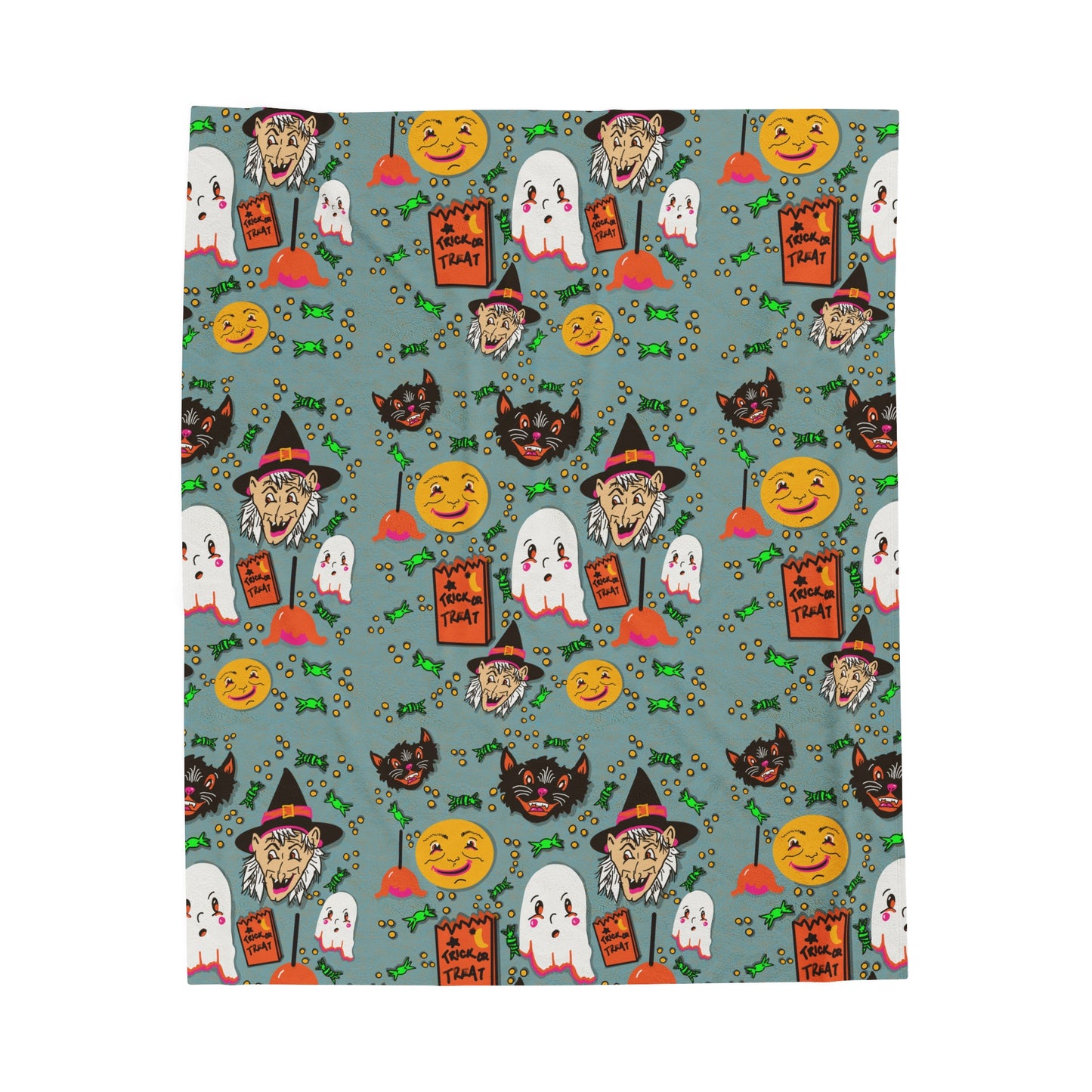 Vintage Halloween Velveteen Plush Blanket