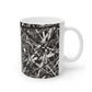 The Delamater Series -Abstract Black & Gray Splatter Ceramic Mug – Modern Scribble Pattern, 11oz/15oz