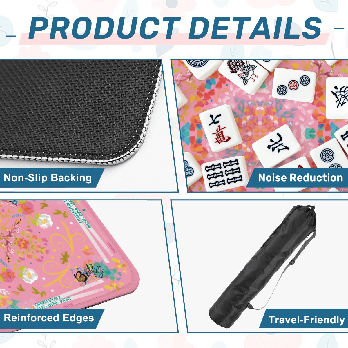 Mahjong Mat (Made in USA) Spring on Pink w instructions