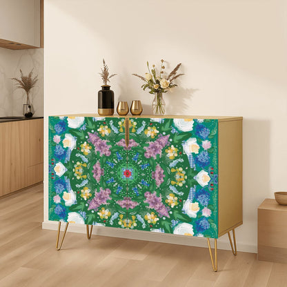 Wooden Storage Cabinet (Made in USA) Hydrangeas in Bloom