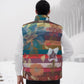 City Stripe and handpainted floral Unisex Down Vest