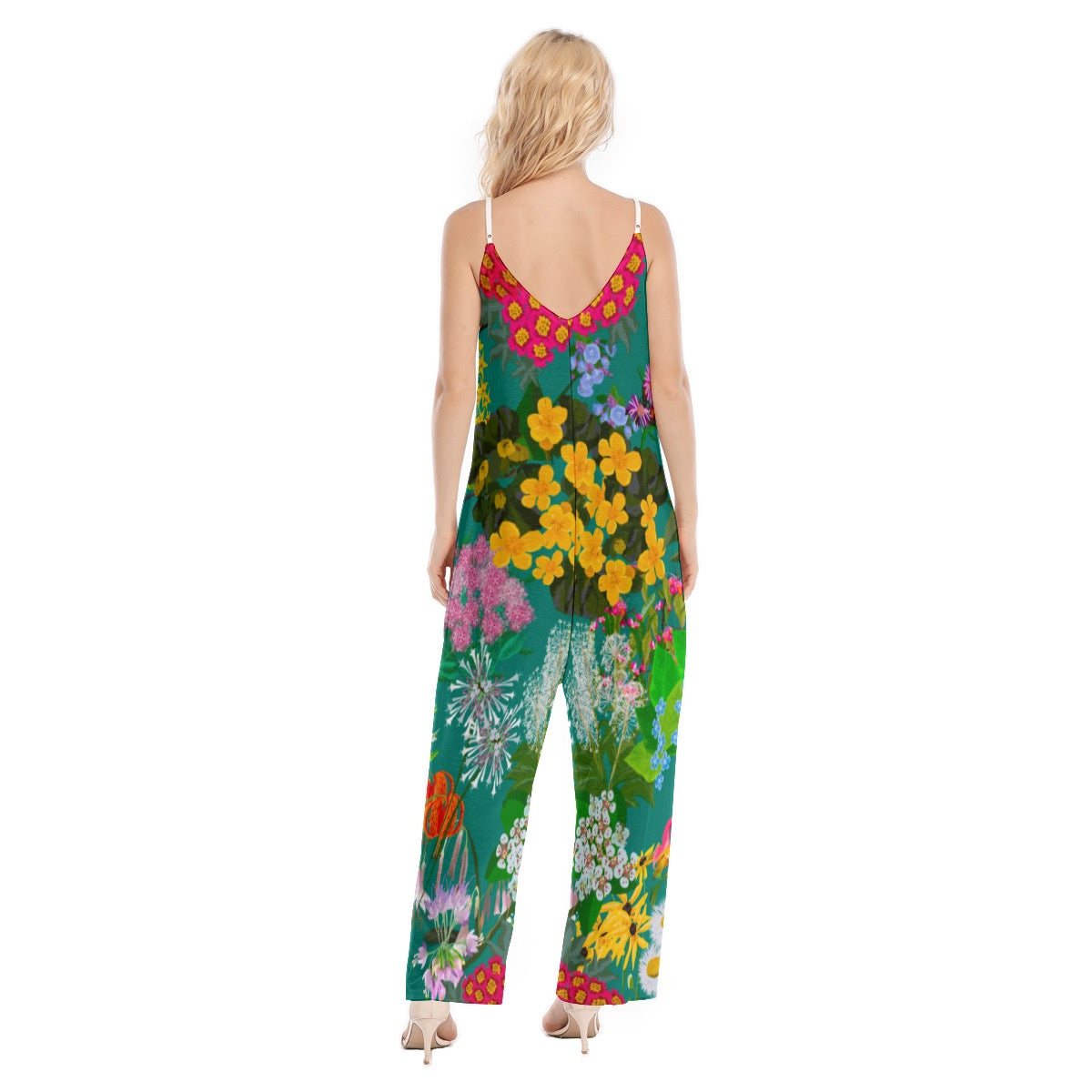 Brewtifully Made Ohio Floral Women's Loose Cami Jumpsuit