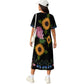 Florals on black t-shirt dress