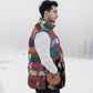 City Stripe and handpainted floral Unisex Down Vest