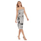 City newsprint Women's Side Split Tube Top Dress