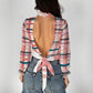 City light plaid Women's Halter backless T-shirt