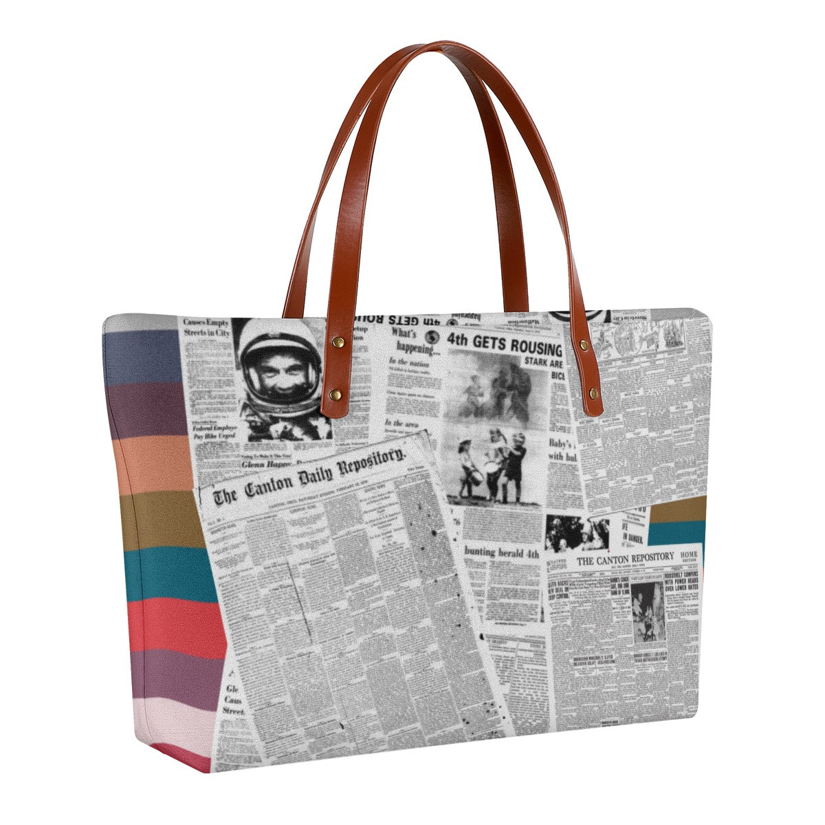 City Stripe & Newsprint Women's Tote Bag | Diving Cloth