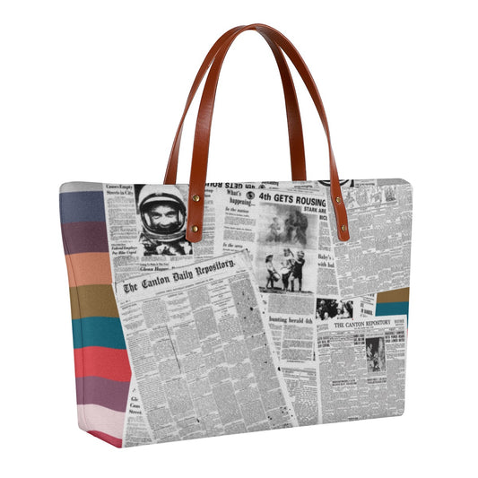 City Stripe & Newsprint Women's Tote Bag | Diving Cloth