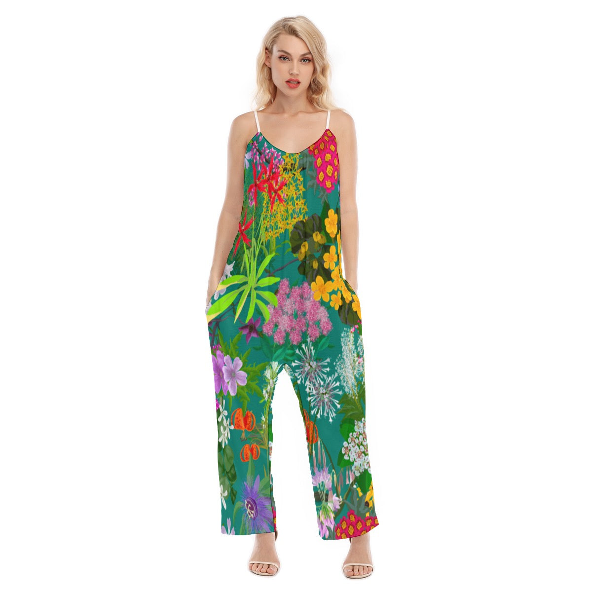 Brewtifully Made Ohio Floral Women's Loose Cami Jumpsuit