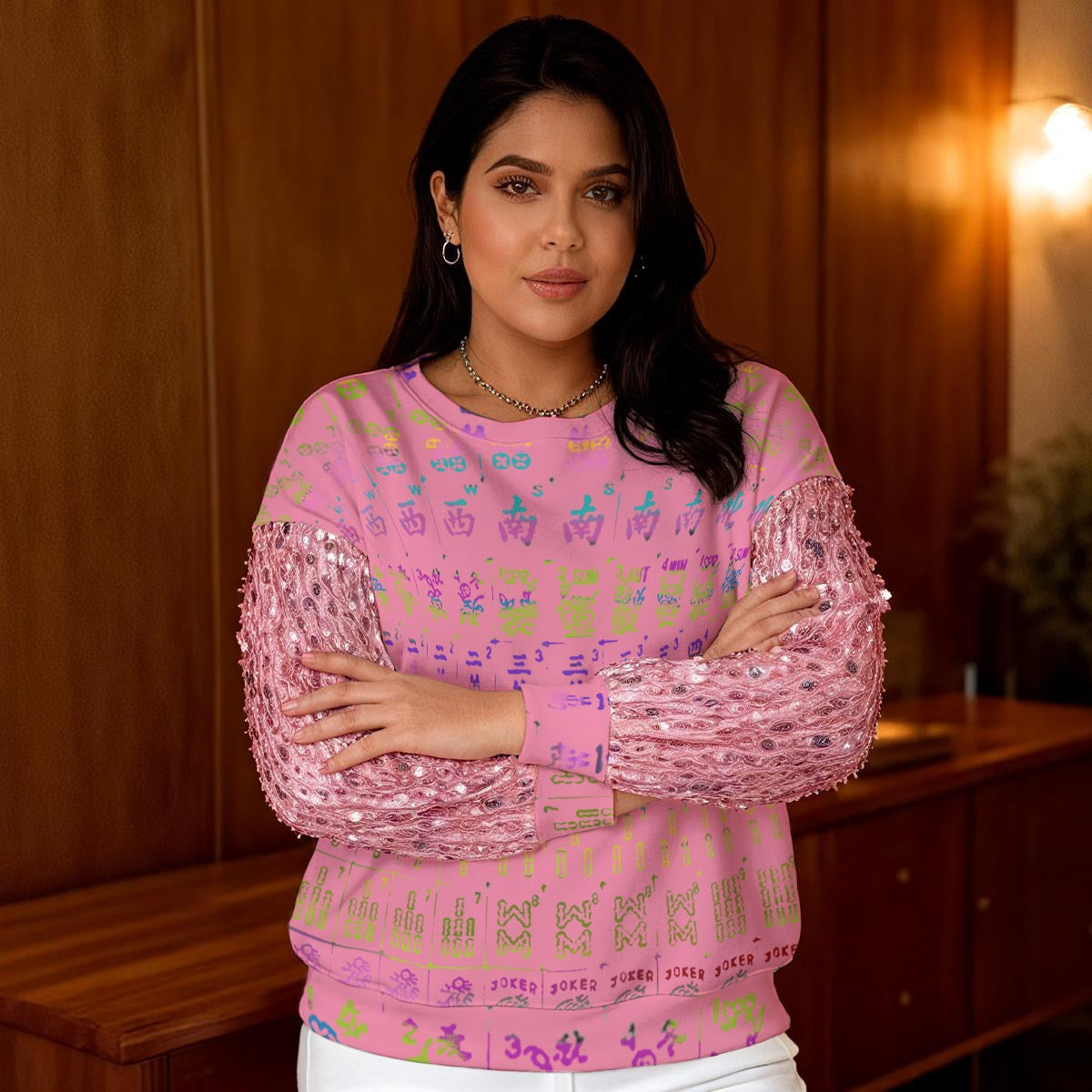 Sequin sleeve sweatshirt- multiple patterns