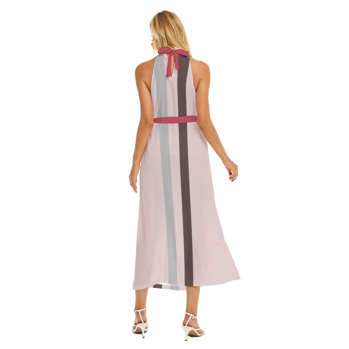 City mixed media Women's Wrap Hem Belted Halter Dress