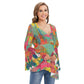 Brewtifully belled floral and abstract blouse