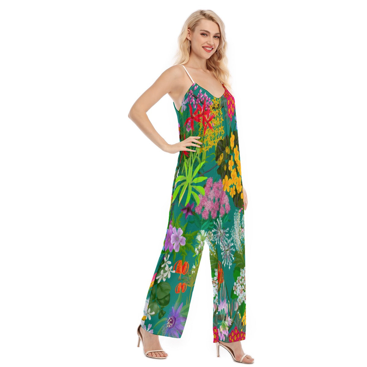 Brewtifully Made Ohio Floral Women's Loose Cami Jumpsuit