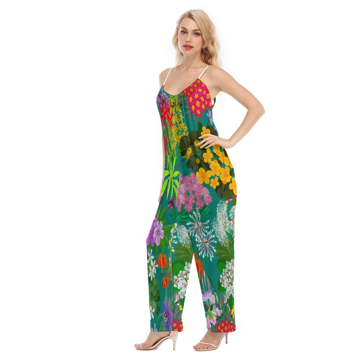 Brewtifully Made Ohio Floral Women's Loose Cami Jumpsuit