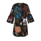 City handpainted floral Women's Stacked Ruffle Sleeve Dress