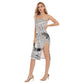 City newsprint Women's Side Split Tube Top Dress