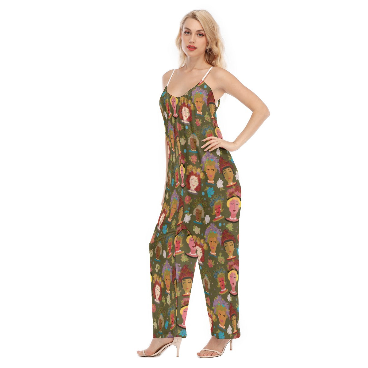 Brewtifully Made Katie print Women's Loose Cami Jumpsuit