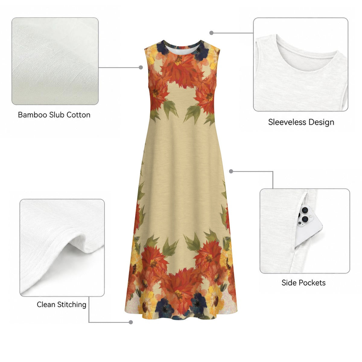 Autumn florals on khaki