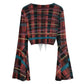 City plaid sheer Women's Blouse shrug