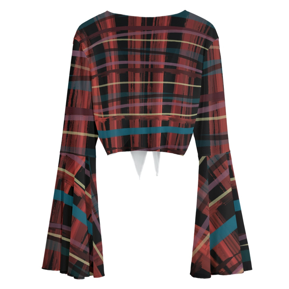 City plaid sheer Women's Blouse shrug