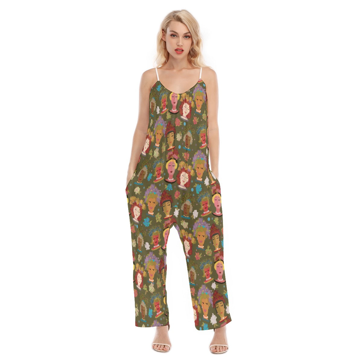 Brewtifully Made Katie print Women's Loose Cami Jumpsuit