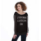 J'Adore Canton Women's Off-Shoulder Sweatshirt black on white base with sports stripes