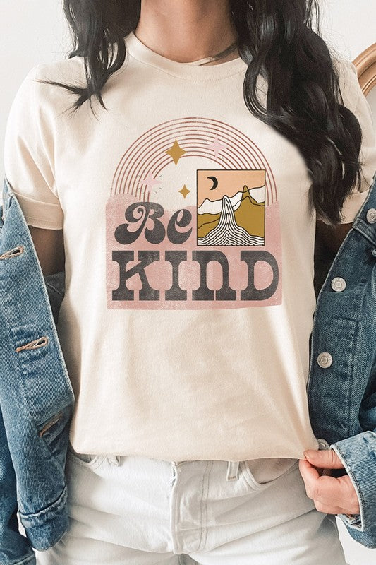 Be Kind Boho Moon Night Desert Scene Graphic Tee