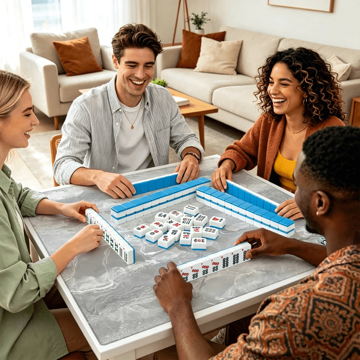 Mahjong Mat Sleek Surface Geode Series 1 white marble
