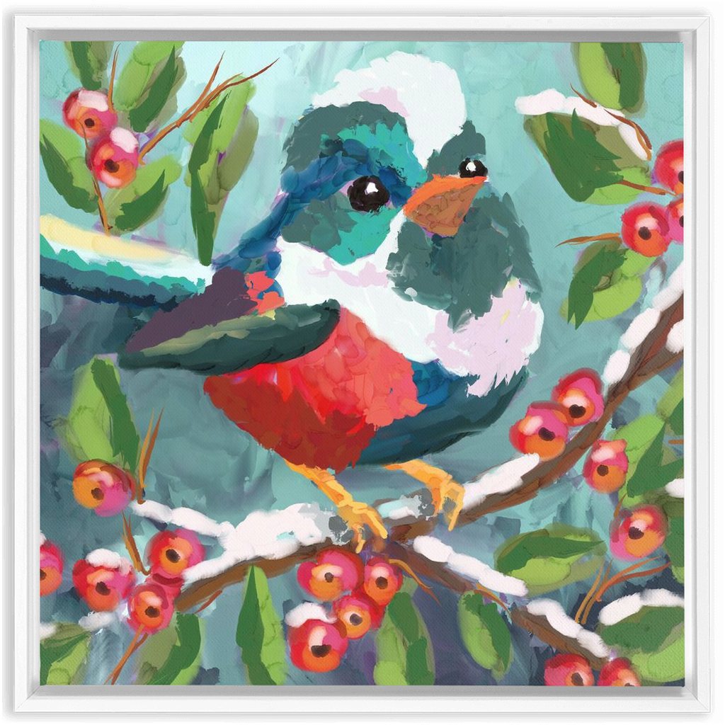 Magical Winter bird Framed Canvas Wraps-powered by Artivive