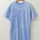 Sky Blue Mineral Wash Flower Patchwork Mini T Shirt Dress