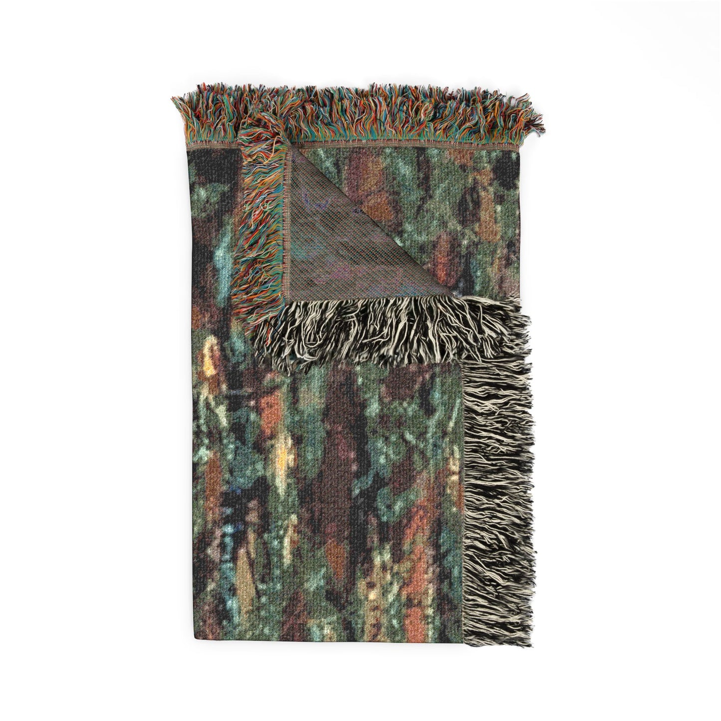 The Delamater Series- Abstract Pixel Art Woven Blanket — Colorful Green Mosaic Throw for Living Room & Bedroom