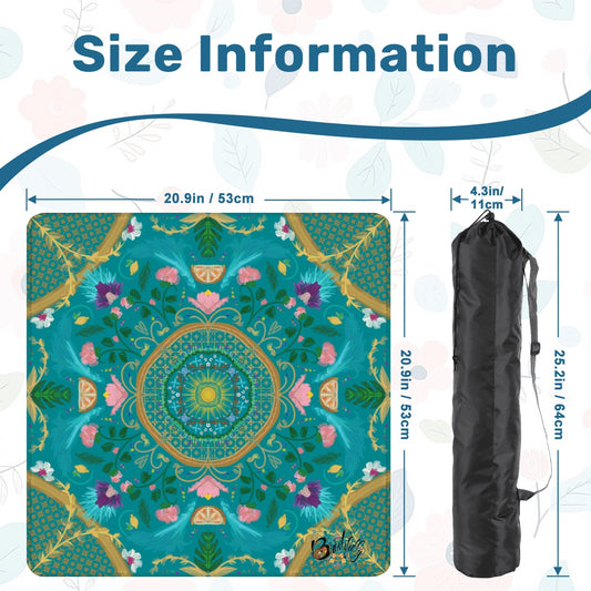 Summer design on teal- Mini travel Mahjong Mat 20.9"x20.9" (Ship Rolled up)