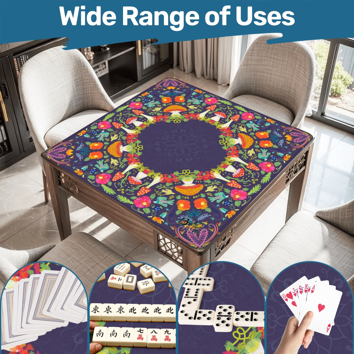 Mahjong Mat (Made in USA) Neon summer nights plum