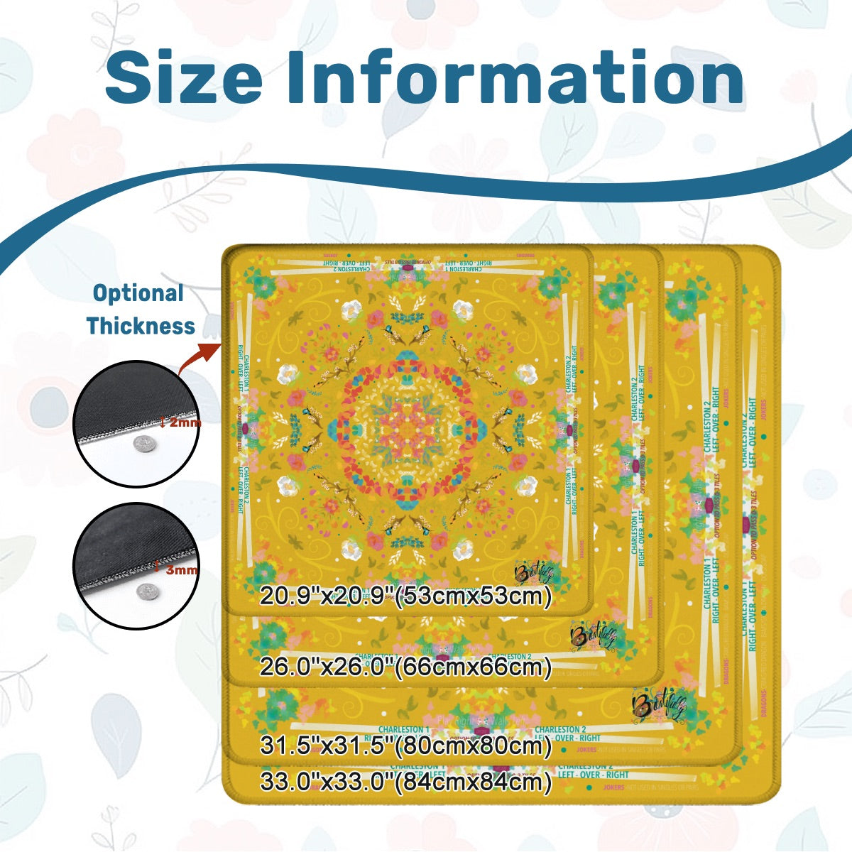Mahjong Mat (Made in USA) Spring on Yellow w instructions