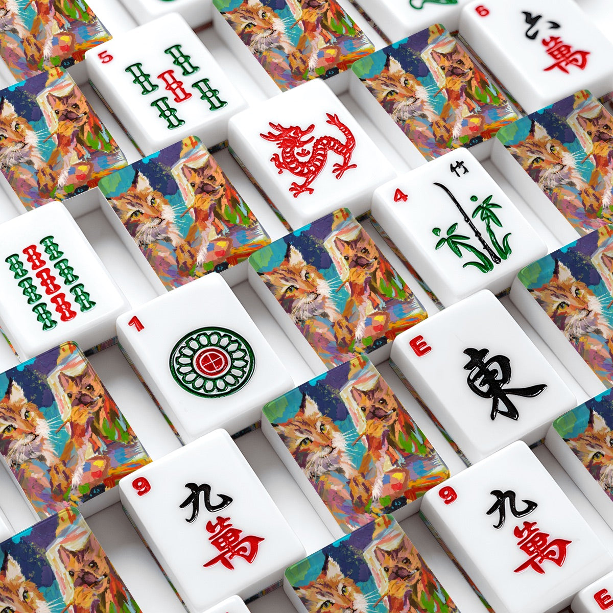 Bobcat and their dog American Mahjong Tiles
