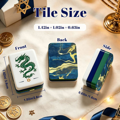 Heritage Hanukkah Mahjong Tiles Geode series  blue gold vein